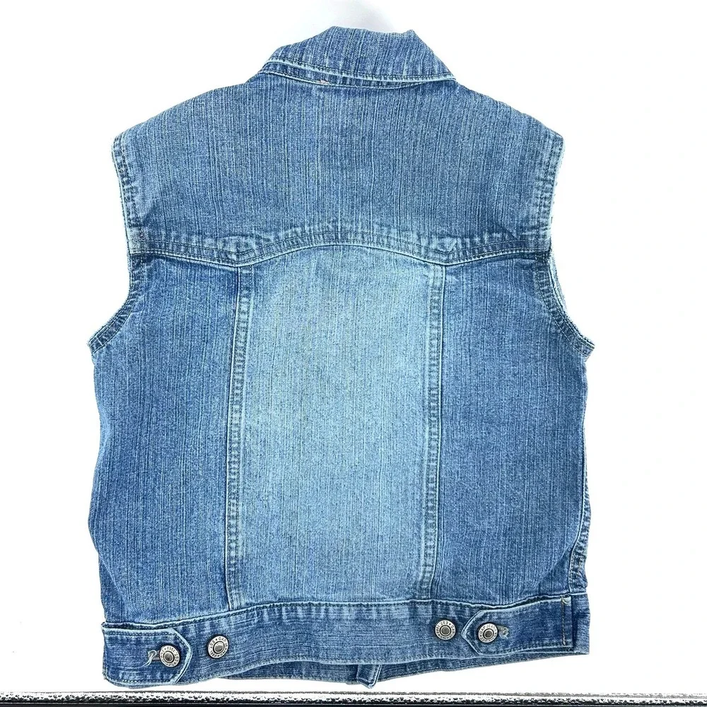 Gap Kids Girls Medium Blue Denim Jean Vest Trucker Jacket Sleeveless Medium 7-8